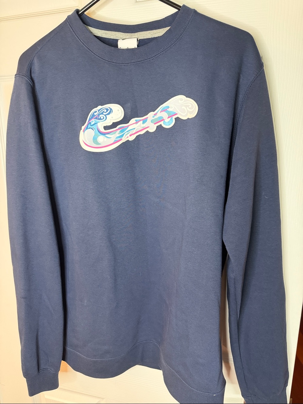 Nike sweatshirt with Wave Swosh Logo Navy Size Medium
